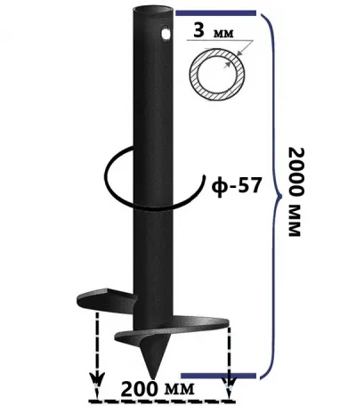 Винтовая свая 57х200х2000 мм купить в Москве фото