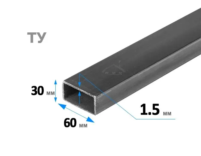 Труба прямоугольная 60х30х1.5 мм ТУ